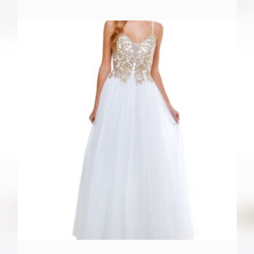 TLC say yes To the dress Elegant White and Gold Gown nwt size 7